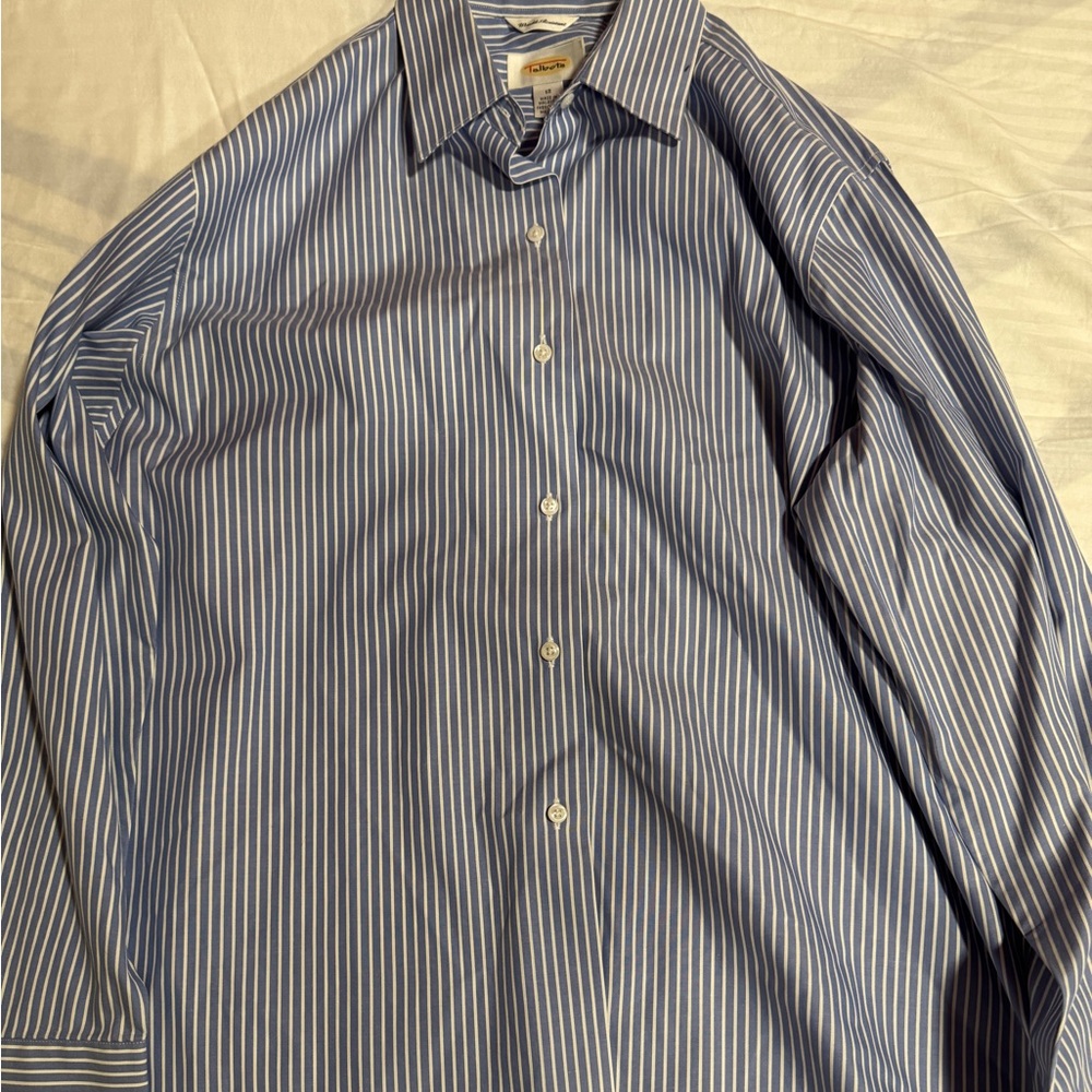 TALBOTS Blue Womens Dress Shirt Size 12 Regular Wrinkle-Resistant